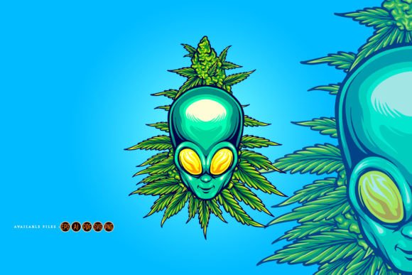 Alien Head with Weed Plant Illustrations: A Designer's Guide