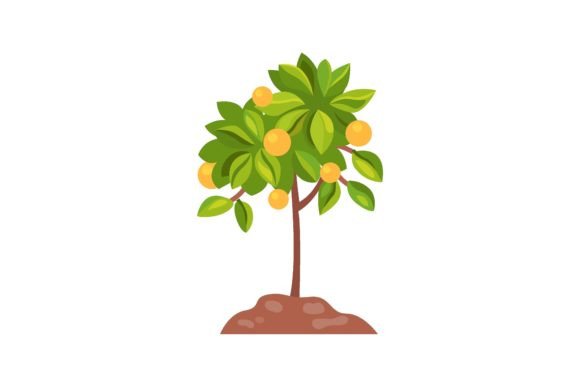 Orange Tree Garden Tools Illustrations: A Creative Design Asset