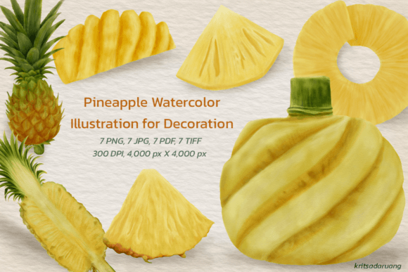 Pineapple Watercolor Illustrations: A Splash of Tropical Charm for Your Designs