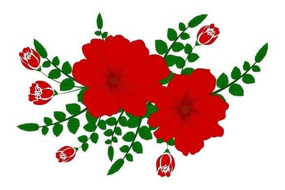 Red and Green Flower Illustrations: A Fresh Creative Asset