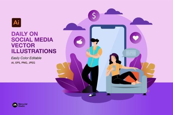 Visual Storytelling with Daily on Social Media Illustrations